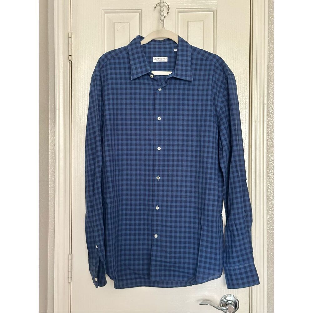 Piattelli - Barney’s New York blue plaid  XXL men’s button-down ￼